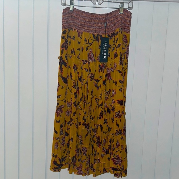 🆕NWT Ingear Yellow skirt Floral Women's - Picture 3 of 5